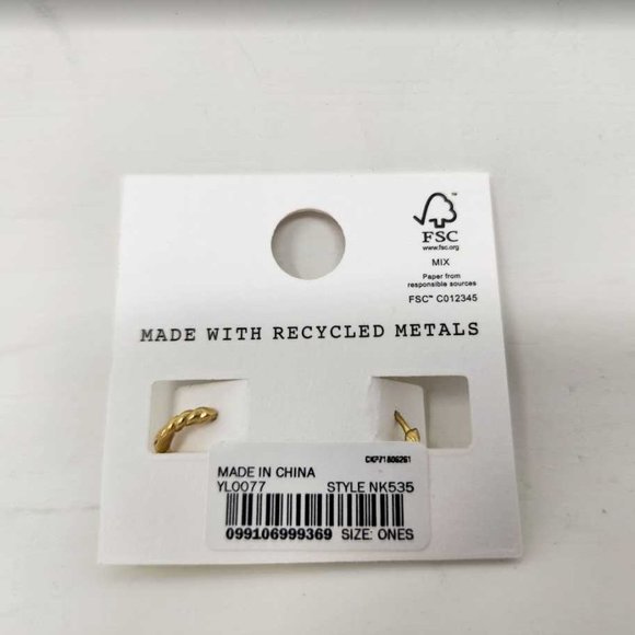 New Madewell enamel lemon twisted huggie hoop earrings - Picture 4 of 6